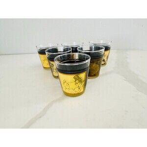 RARE 1960s Vintage Vinyl Wrap Barware Glasses Set of 6, Lowball Mid Century